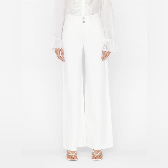 NWT Frame Triple Binding Wide Leg High Rise Jean In White Size 32 - Picture 1 of 12